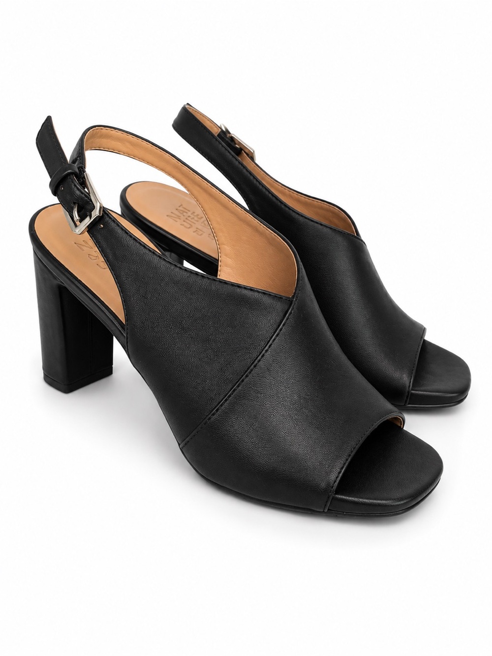 Naturalizer Black Open-Toe Slingback Block Heels
